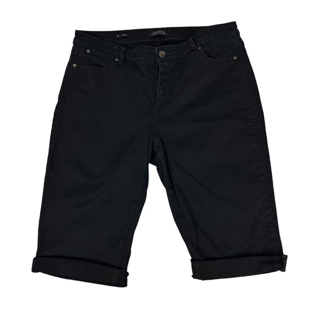 Talbots Black Straight Curvy Flawless Bermuda Shorts size 16